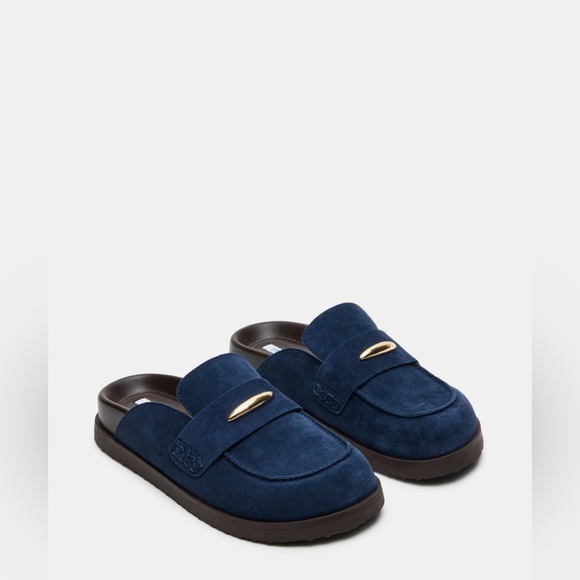 Steve Madden Shoes - Steve Madden Tobin Navy Suede Slip-On Mule Flat (Size 8.5 women’s US) NWT